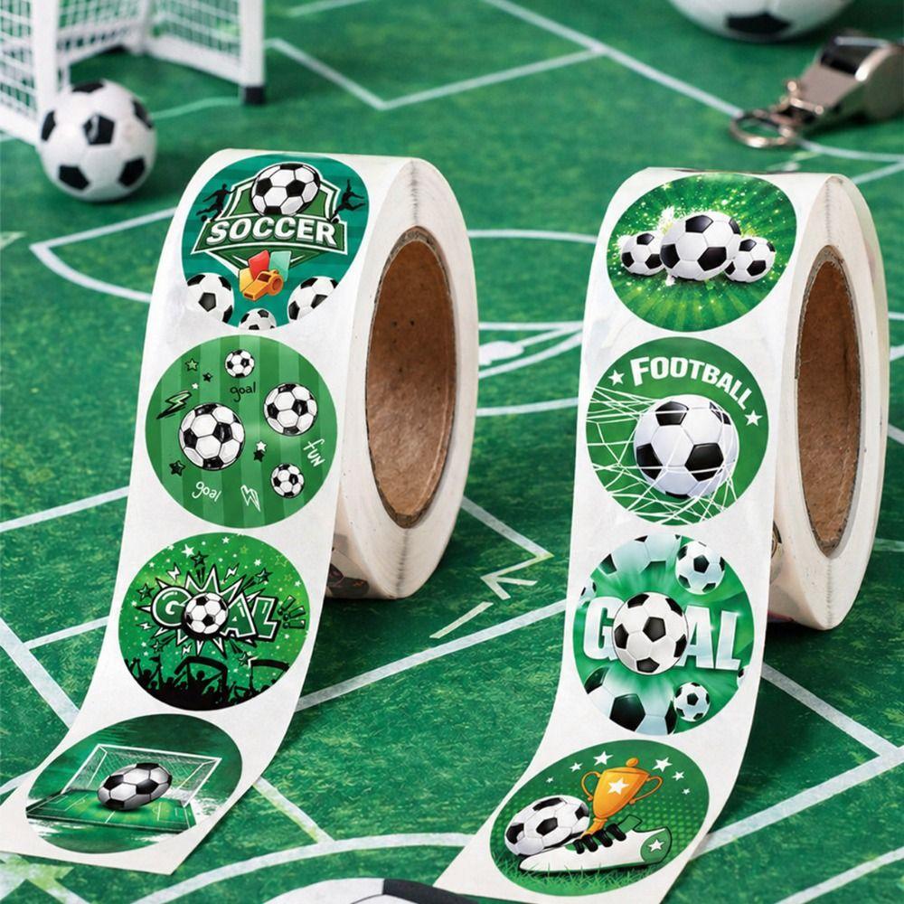 500Pcs Self-Adhesive Soccer Stickers Round Football Pattern Sealing Sticker Party Decor