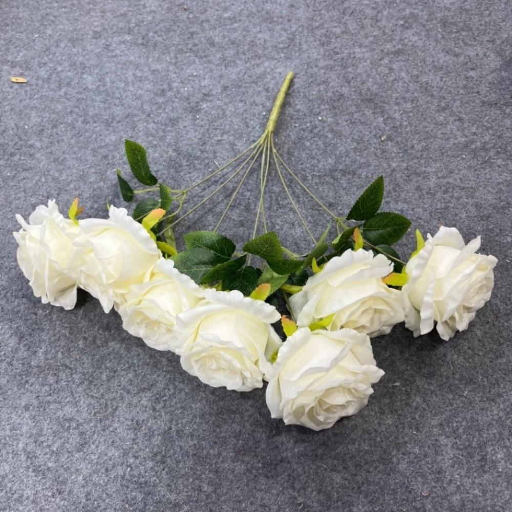7 Heads Real Happy Rose Flower Mini 9 Colors Valentine's Day Flowers Photography Photo Gift Crystal Grass Bouquet