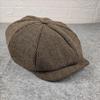 Men's British-Style Striped Newsboy Cap for Large Heads - Warm, Trendy Autumn/Winter Hat