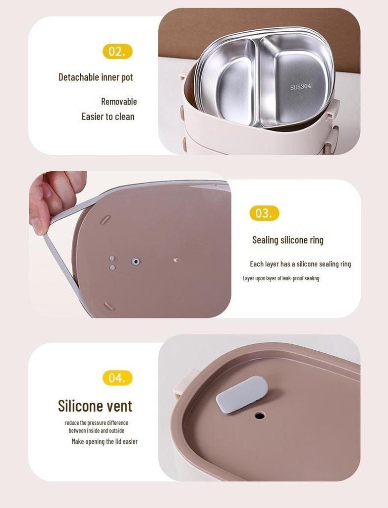 Stainless Steel Insulated Bento Lunch Box for Office & Students, Microwave-Safe Portable Meal Container.