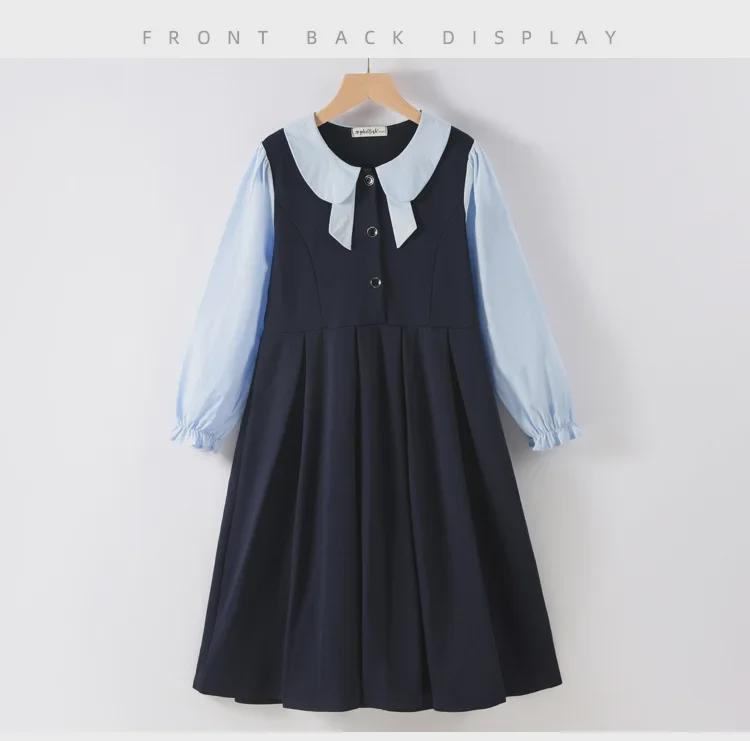 Парные платья для родителей и детей в студенческом стиле 2024 года: Юбка выше колена для девочек «Осенняя принцесса»