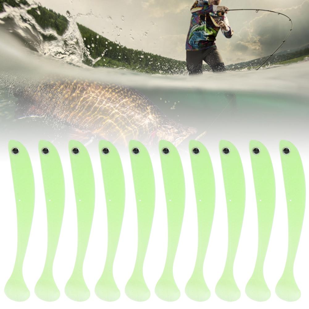 AR41 10PCS 75mm T Tail Soft Worm Artificial Bait Lures Fishing Tackle AccessoriesLuminous