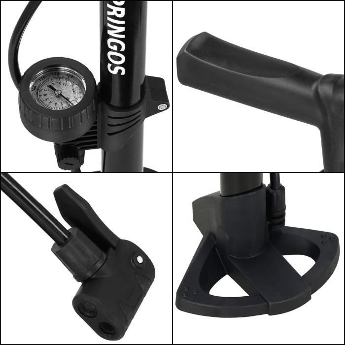 Ручной велосипедный насос SPRINGOS® с манометром до 11 бар - Головка с двойным клапаном