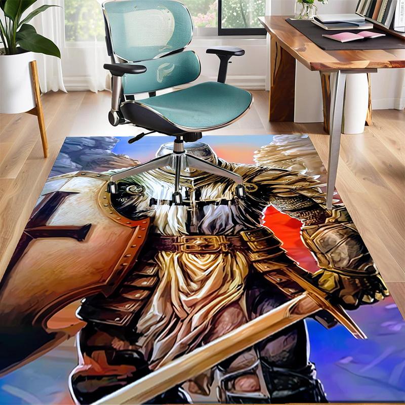 Cross Templars Knight Polyester Carpet, Soft Indoor Mat for Office Chair, Living Room, Computer Desk - Decorative Home Office Rug Design