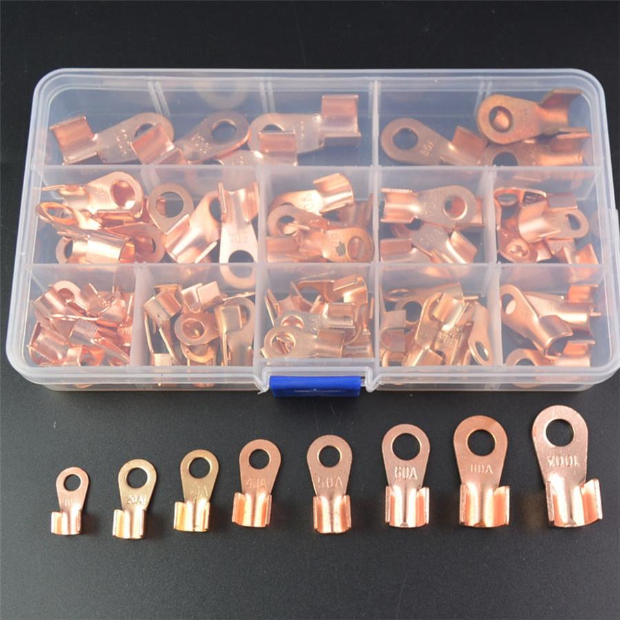 90pcs Copper Battery Cable Connector Terminal Open Lugs Wire Terminals OT 10A-100A
