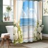 Виды на море и цветы Занавеска для ванной Водонепроницаемая шторка для душа для ванной комнаты с 12 крючками Домашний декор Бесплатная доставка