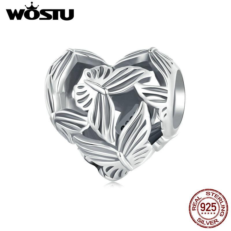 WOSTU Стерлингового серебра 925 пробы дикая хризантема позиционирующая пряжка Очаровательные бусины в виде листьев для браслета DIY ювелирные изделия