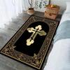 Православный коврик для молитвы с крестом, Религиозный ковер, Коврик в греко-византийском стиле, Черно-золотой церковный ковер, Христианский декор для дома