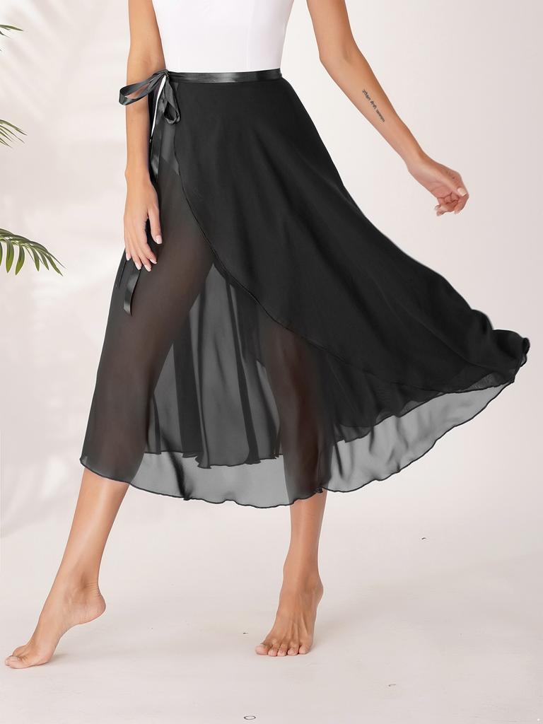 Ladies Professional Ballet Dance Wrap Skirt Chiffon Adult Asymmetrical Skirt Modern Dance Training Accessories