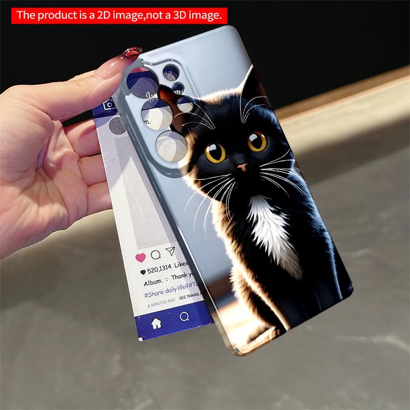 2DFlat Samsung phone case Black-and-White Kitten with Golden Eyes Applicable to Galaxy S23 S24 S25ULTRA S26 A12 A14 A15 A16 A54 A55