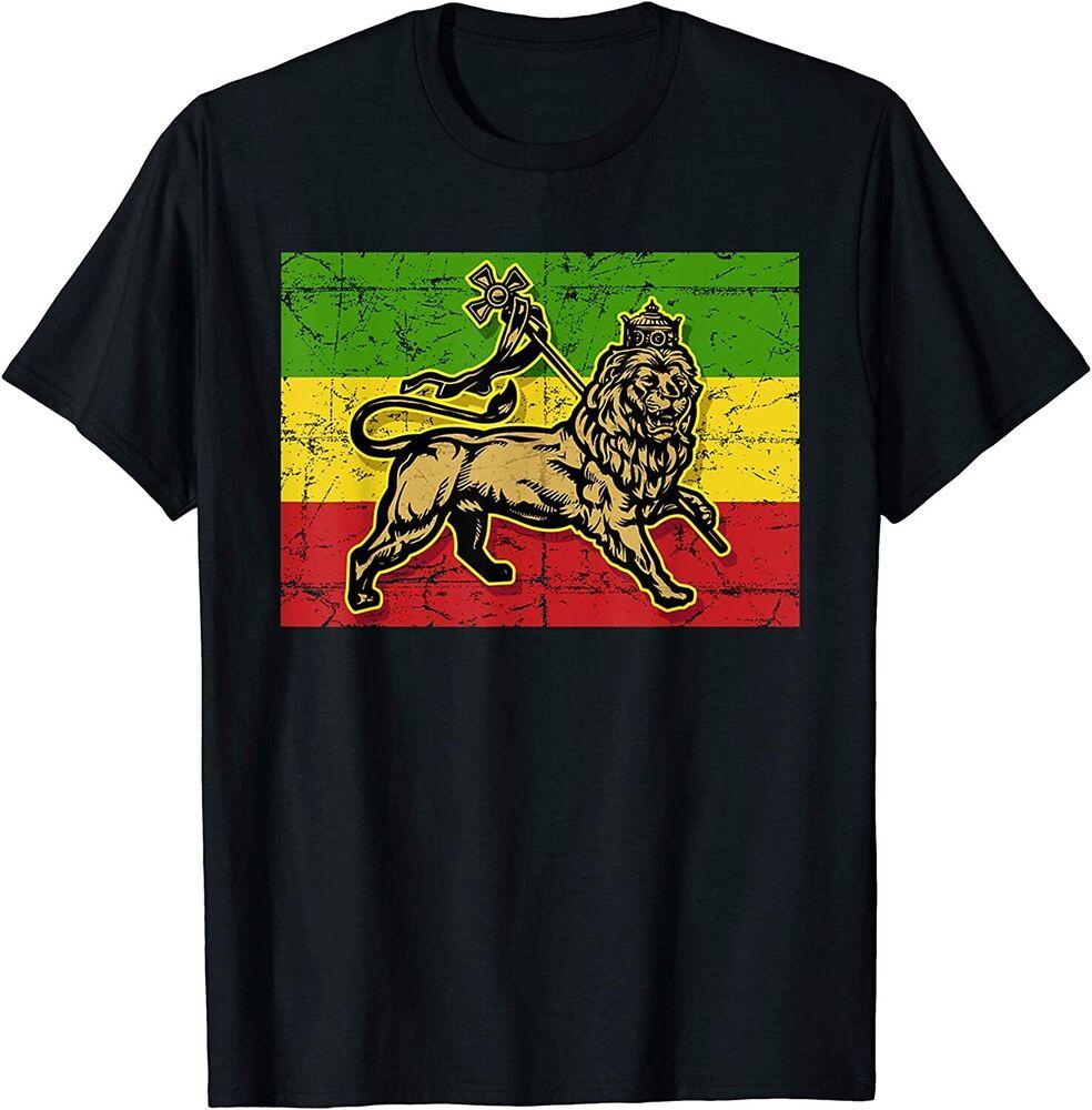 Lion Of Judah Rasta Ethiopian Cross Reggae Old Ethiopia Flag Unisex T-Shirt