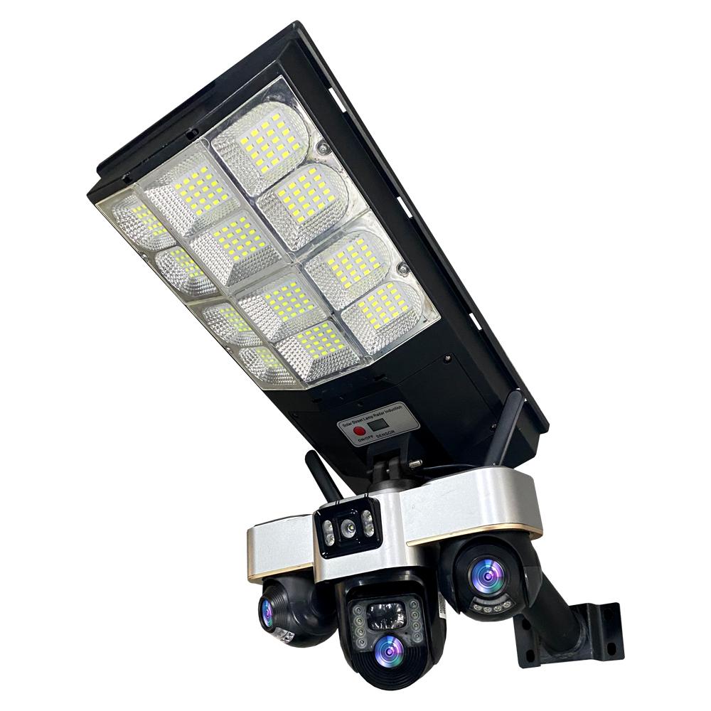 New Solar Street Light & Security Camera – Automatic Power, Smart Lighting, Three-Lens 4G WiFi Camera