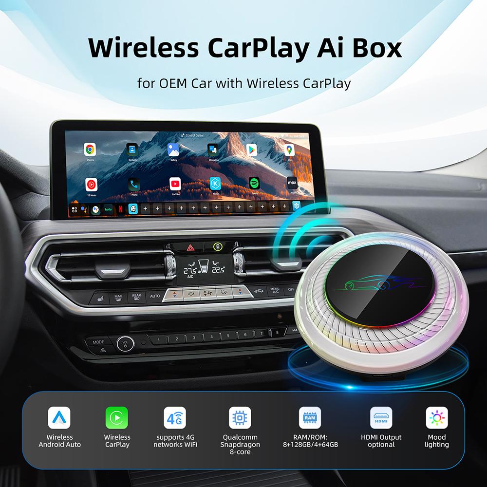 Android 13 ANYFAR Android Auto Беспроводной CarPlay AI ТВ-бокс QCM6125 8-ядерный Разделенный экран 8 ГБ 128 ГБ Для Netflix Play Store