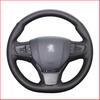 Black PU Faux Leather Steering Wheel Cover for Citroen C3 C3-XR 2015- C4 2016- Peugeot 408 2014- Traveller
