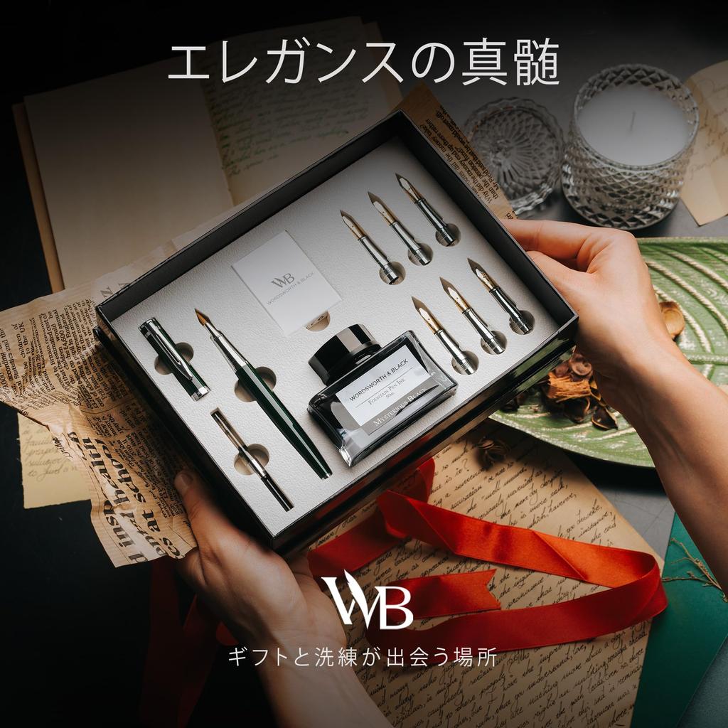 Чернила для каллиграфии Wordsworth Black, подарочные, 6 шт., сменные стержни для чернил, 6 шт., набор для письма Premium Smooth, флакон, картриджи, конвертер, перья,