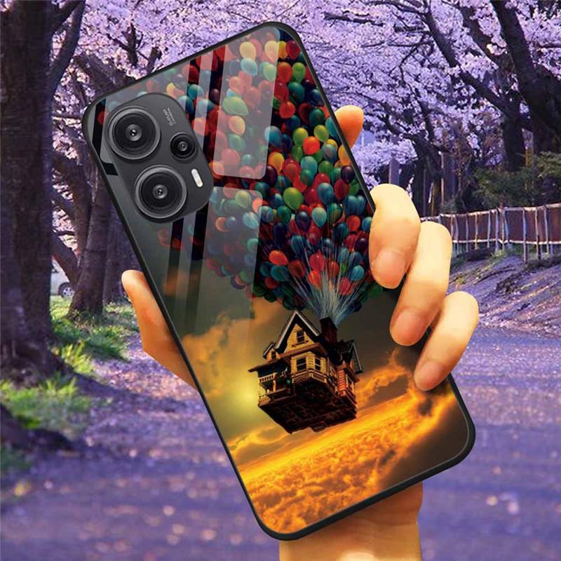 Для Xiaomi Poco F5 5G / F5Pro Чехол Закаленное Стекло Озеро Луна Жесткая Защитная Крышка для POCO F5 Pro Capas Funda на PocoF5 Роскошный Coque