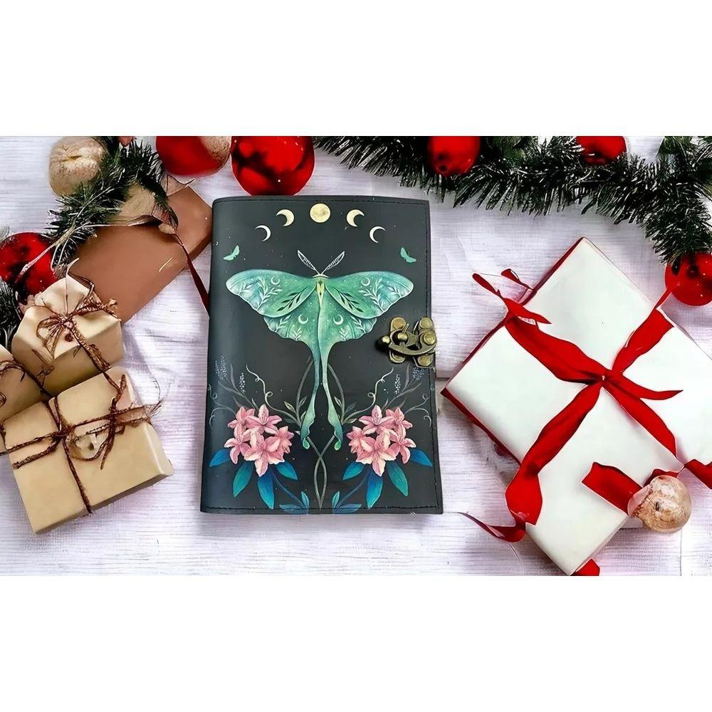 Журнал «Книга теней» с застежкой-замком, винтажная кожа ручной работы Luna Moth