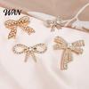 Oxidation-proof Pin Bowknot Design Brooch for Women, Faux Pearl Rhinestones Inlaid Lapel Jewelry Pin, Versatile Accessory Sweaters Collars Hats