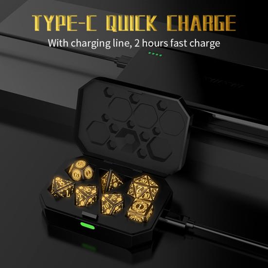7 шт./компл. светодиодные игральные кости Type-C перезаряжаемые светящиеся многосторонние игральные кости теплое свечение D4