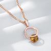 Hollow Circle Pendant Single Yellow Zircon Women Golden Necklace Luxury Thick Chain Fashion Daily Costume Jewelry
