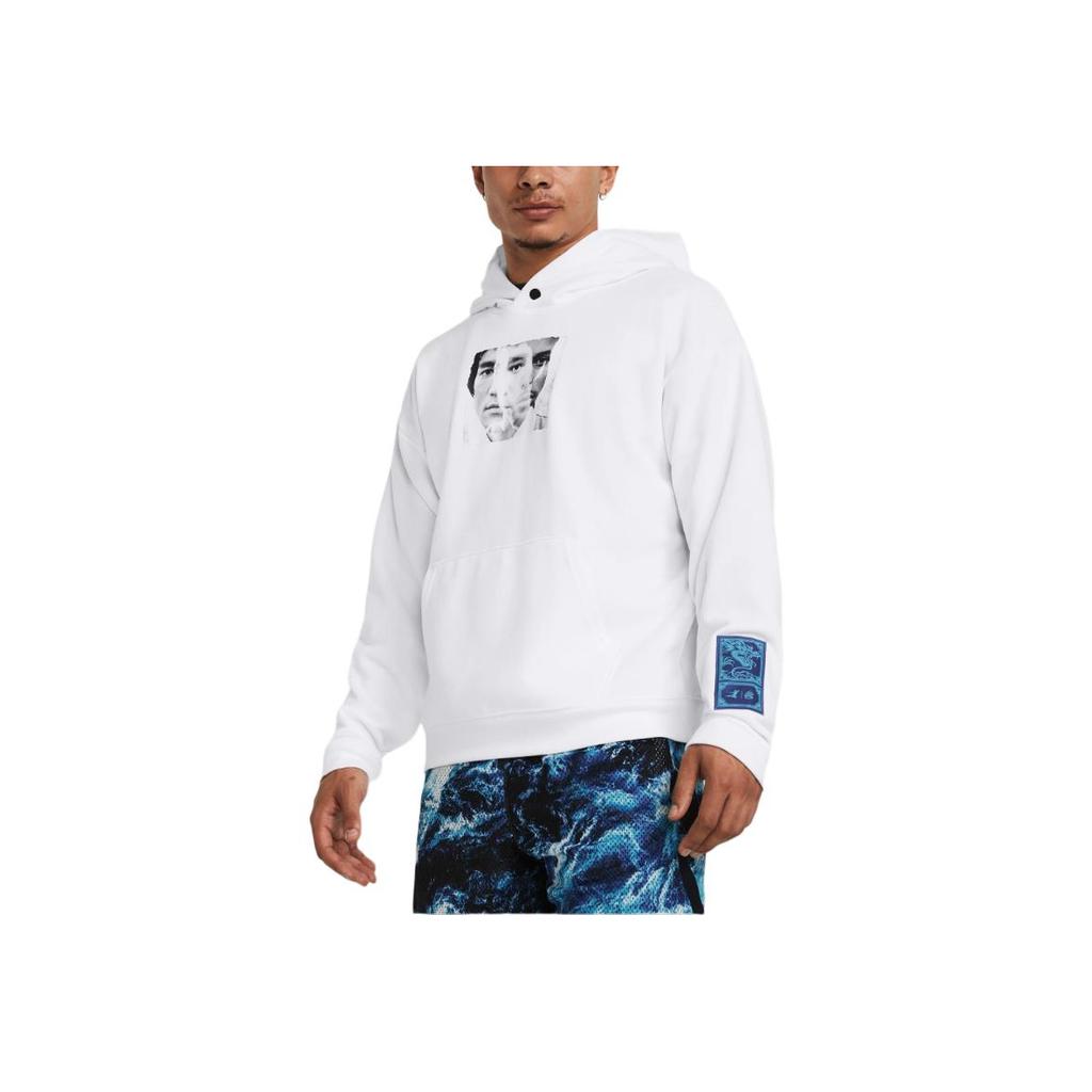 Under Armour X Bruce Lee Collaboration UA Весенняя коллекция Bruce Lee Character Print Hoodie Men Hoodies White 1385302-100