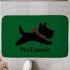 Scottish Terrier Welcome Doormat Black Scottie Dog Red Plaid Scarf Green Entrance Rug Cute Dog Welcome Floor Mat Home Decor