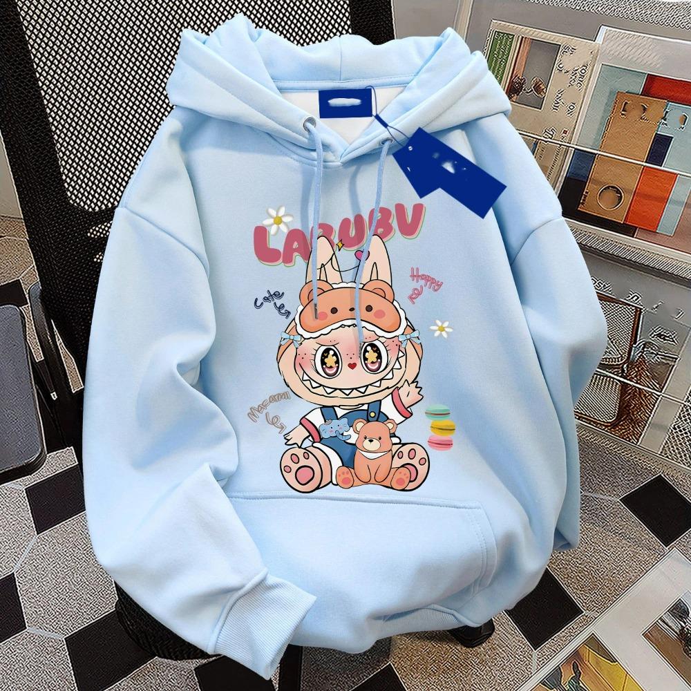 Fashion Men Women's Hoodies Cartoon Labubu Monster Print Pullover Top Casual Sweatshirt Kids Hoodies Clothing