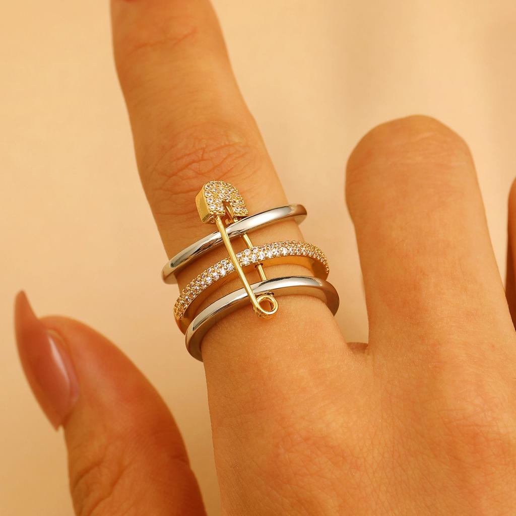 Высококачественное новое кольцо 2026 года, лидер продаж, трехцветное кольцо-разъемное кольцо, женское, с микроинкрустацией цирконами, кольцо-булавка, оптовая продажа