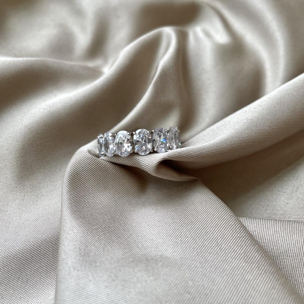 Tancise Women Classic 925 Sterling Silver Zircon Ring Ladies Jewelry Wedding Promise Party Gift