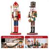 2Pcs 30CM Wooden Nutcracker Puppet Figurine Hand Painted Nutcracker Soldier Model Doll Christmas Ornaments Home Decoration
