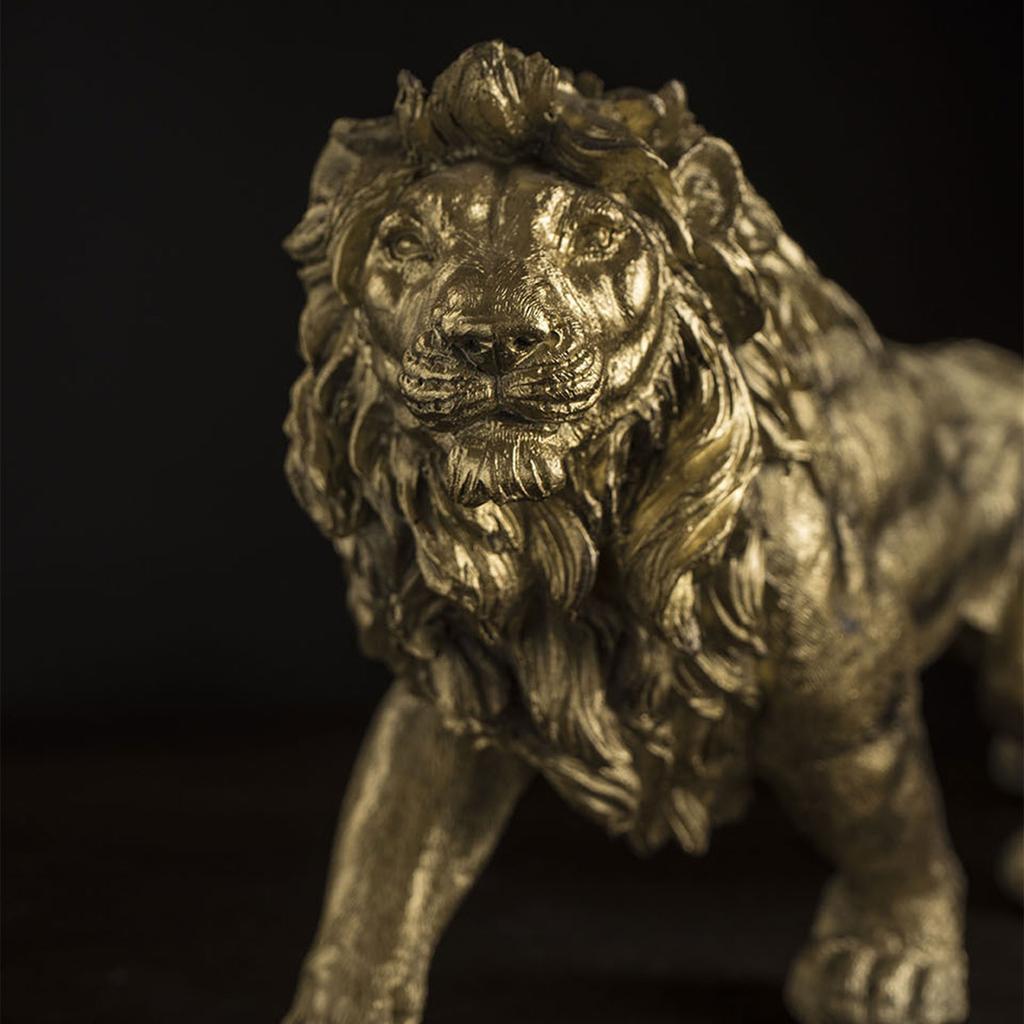 Золотой король лев смоляной орнамент домашний офис настольная статуя животного украшения аксессуары гостиная украшение дома