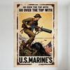 Винтажный США Вторая мировая война. Металлическая табличка для набора морских пехотинцев, Морской пехотинец, карабкающийся на холм с пулеметом, Ретро-пропаганда, Настенный декор