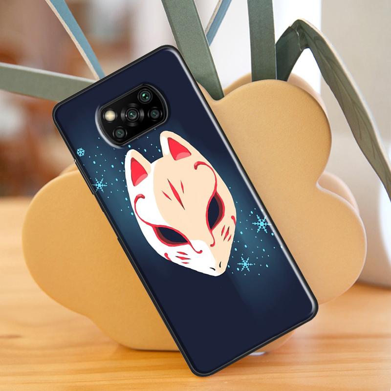 Японская маска лисы Кицунэ для Xiaomi Mi 10T 11T Pro Mi 11 Lite, чехол для POCO M3 Pro M4 F3 X3 GT X3 Pro, чехол для телефона