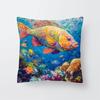 Colorful Fish Cartoon Marine Life Peach Skin Sofa Pillow Car Cushion Cover