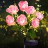 Solar Lights Outdoor, Solar Garden Lights, 7Head Camellia Flower Solar Light for Yard Lawn Garden Atmosphere Lighting Decoration