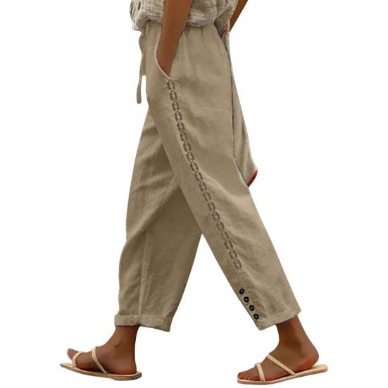 Женские повседневные брюки, легкие, дышащие, универсальные брюки с регулируемой резинкой на талии, удобные карманы, повседневная одежда