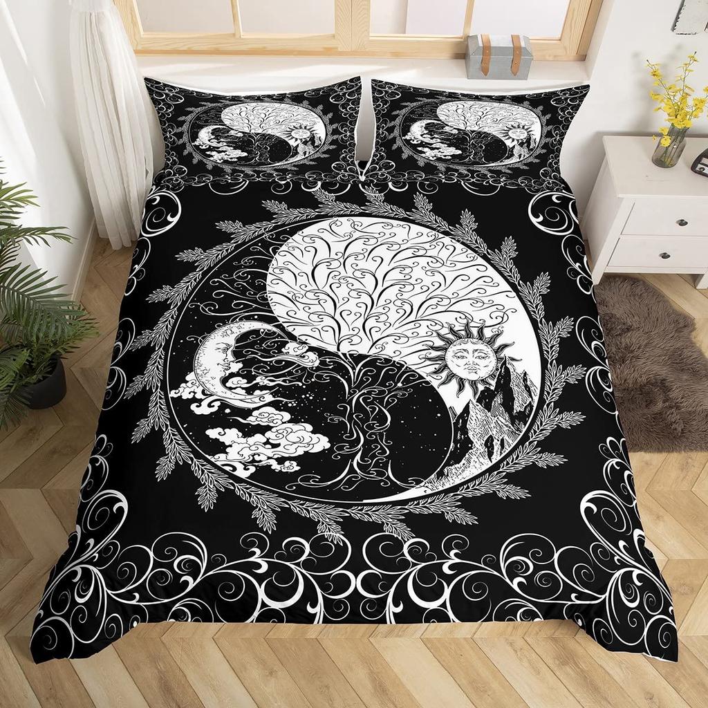 Комплект пододеяльника Sun And Moon King Size Фиолетовый Лиловый Ловец снов Звездный Постельный комплект Для Детей 2/3 предмета Богема Покрывало