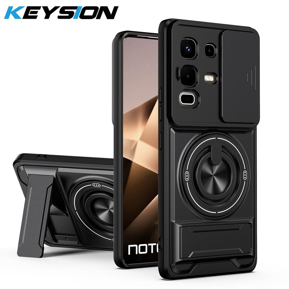 KEYSION Магнитный чехол для телефона Infinix Note 50 4G 50 Pro+ 50S 50X 5G Защита камеры со сдвижной крышкой Вертикальная подставка Ударопрочный чехол