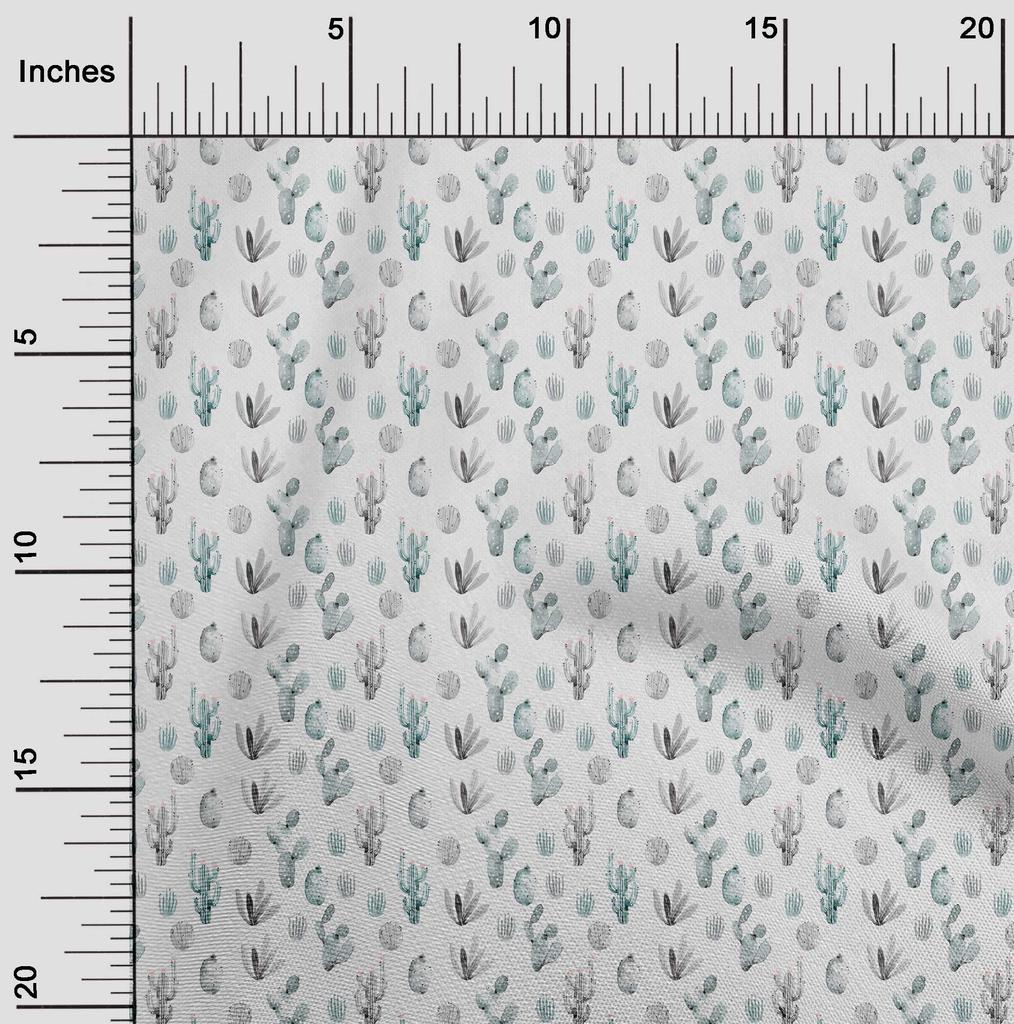 oneOone Cotton Flex Light Blue Fabric Cactus Dress Material Fabric Print Fabric By The Yard 40 Inch