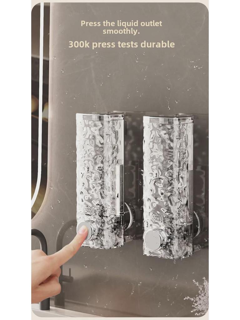 Ripple Suction Cup Bathroom Soap Dispenser - Luxury Hand Soap Holder for Mirror or Sink