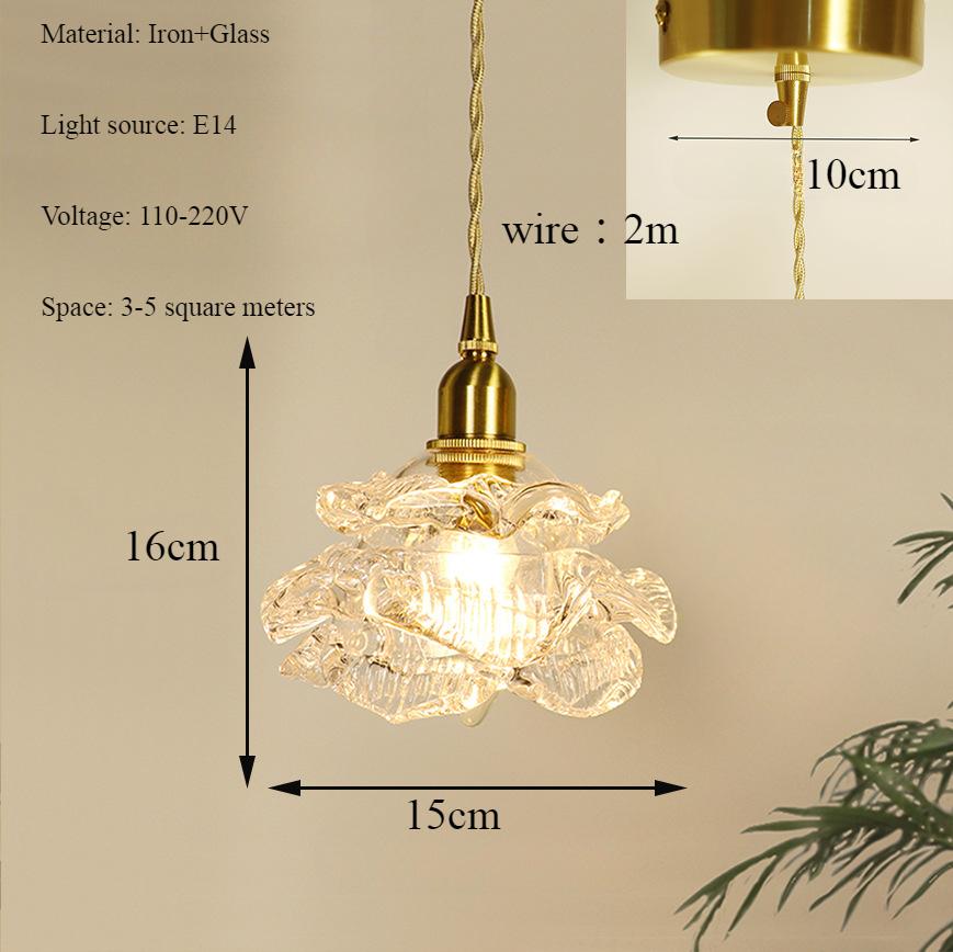 Ретро Роскошный Подвесной Светильник Из Розового Стекла Полностью Медный Фон Гостиной Спальни Кабинета Люстры Столовой Бара Светодиодные Огни