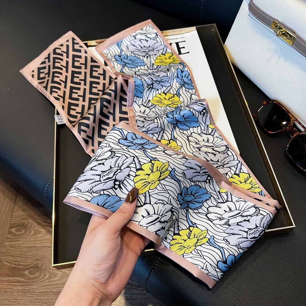New small scarf thin and narrow strip printed silk scarf women's new streamer fashionable versatile professional decoration scarf scarf
