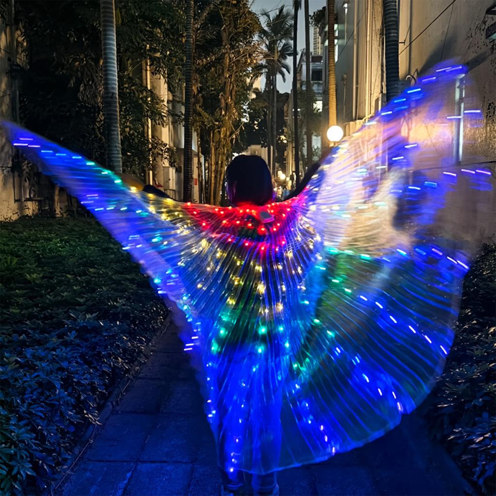 LED Butterfly Wing Illuminated Adult Dance Luminous Glowing Light Up Party Costumes Multicolored