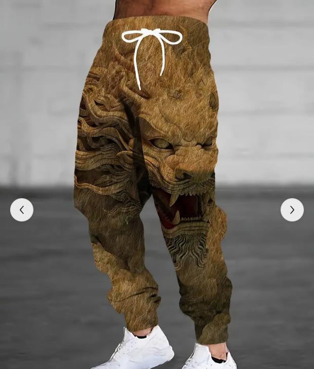 Мужские повседневные длинные спортивные штаны с 3D-принтом на осень 2025 года - Европейский и американский стиль