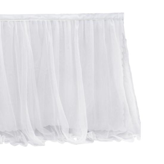 Tulle Table Skirt for Rectangular Tables White Pleated Table Cloth 6Ft/9Ft Wrinkle Free Tablecloth with Tutu Skirt for Wedding Birthday Party Bridal