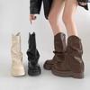 Модные ретро британский стиль толстый каблук платформа ботинки Мартин женские 2025 лето универсальные новые ботинки-трубы короткие ботинки