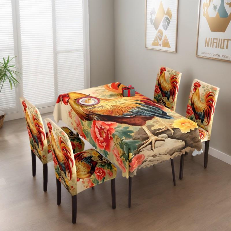 Tablecloth Chair Cover Set All Season Use Waterproof Anti-slip Dining Table Protector