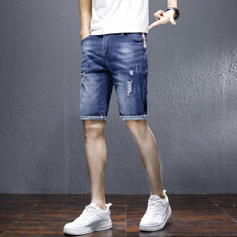 Hole Five-point Pants Plus Size Jeans Spring Summer Men's Mid-waist Loose Shorts
