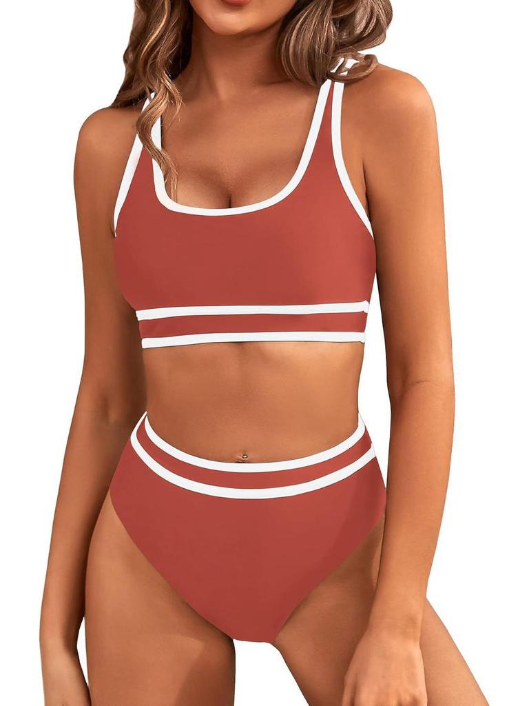 European and American Sexy Solid Color Split Bikini Swimwear for Women