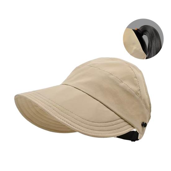 Солнцезащитные шляпы для женщин с широкими полями, защитой от ультрафиолета, козырек, летняя пляжная регулируемая кепка с конским хвостом, складная кепка для рыбалки, походов